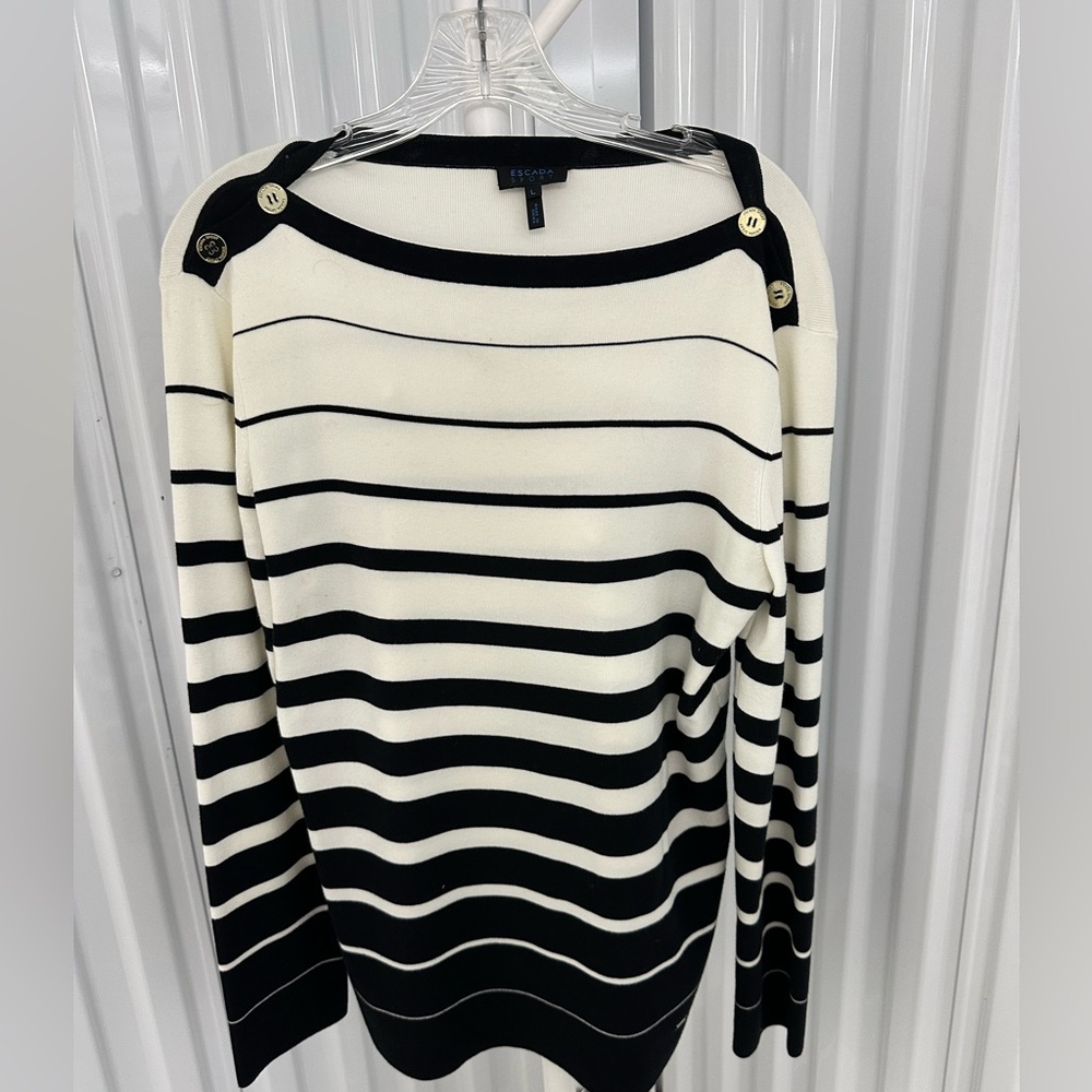 ESCADA SPORT Black & White Striped Tunic - size L